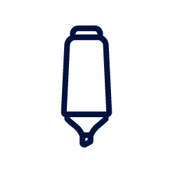 Outline of a highlighter marker with a chisel tip.